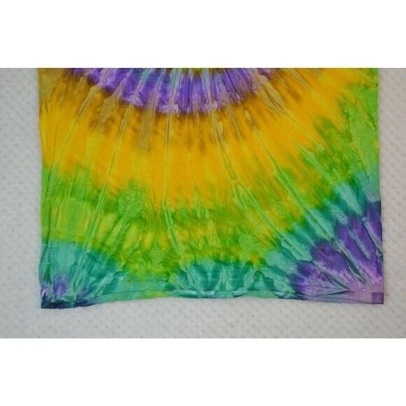 Tie Dye Unisex Large Purple Yellow Ice Dyed Spiral Short Sleeve T-Shirt - Picture 8 of 10